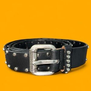 Vintage & Rare Harley Davidson Studded black leather belt w/ silver stud accents